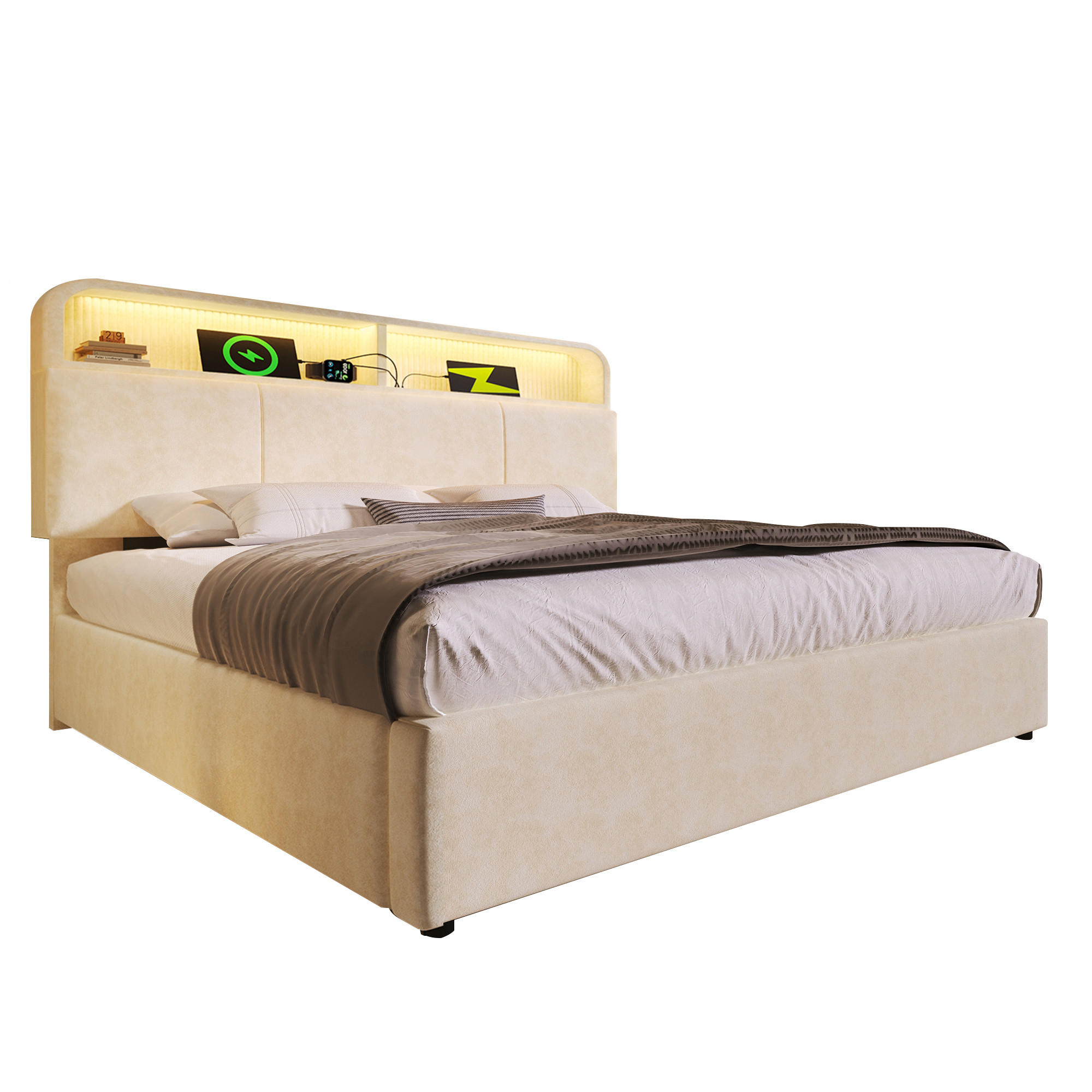 Chicfurn Polsterbett Beige 160x200 cm