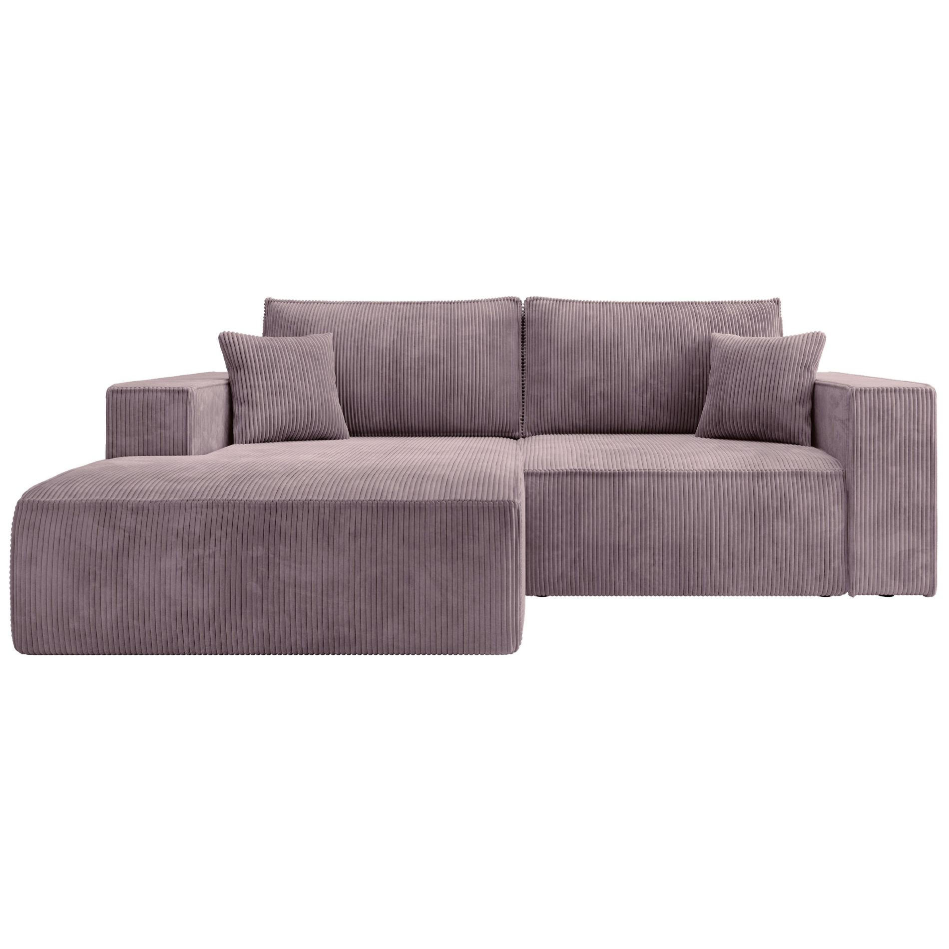 ROHOVÁ pohovka Farese Mini s manšestrovým poťahom Mauve, ľavá - čierna/orgovánová, textil (240/167cm) - Selsey