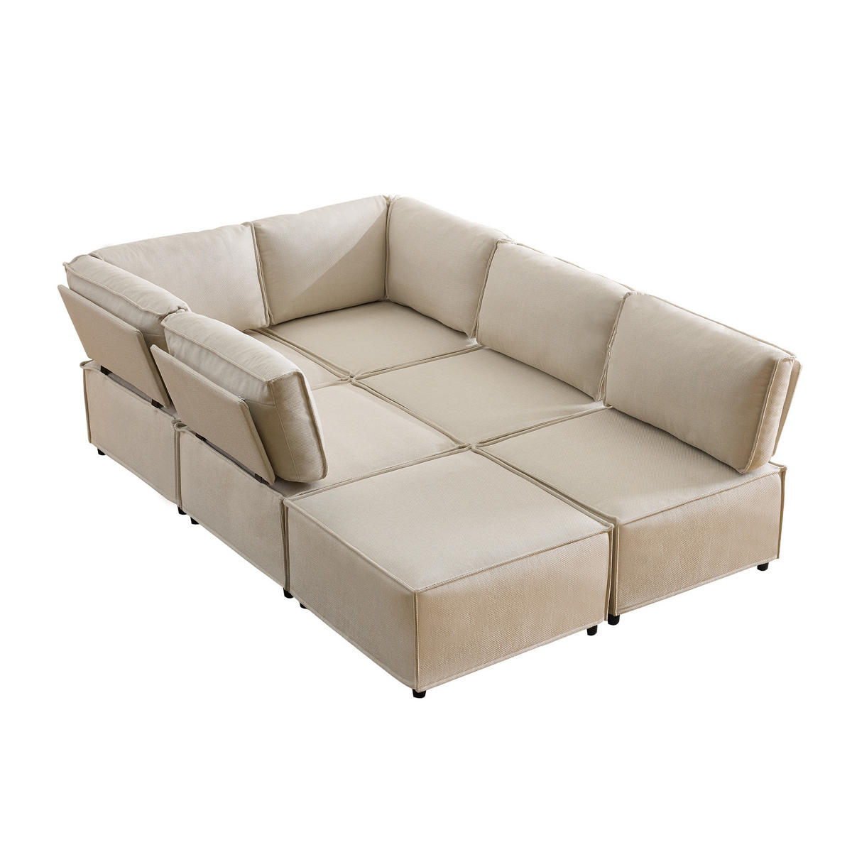 WOHNLANDSCHAFT DE-35016 flexibel kombinierbar Beige - Beige, Holzwerkstoff (152/77/308cm) - ComfortXL