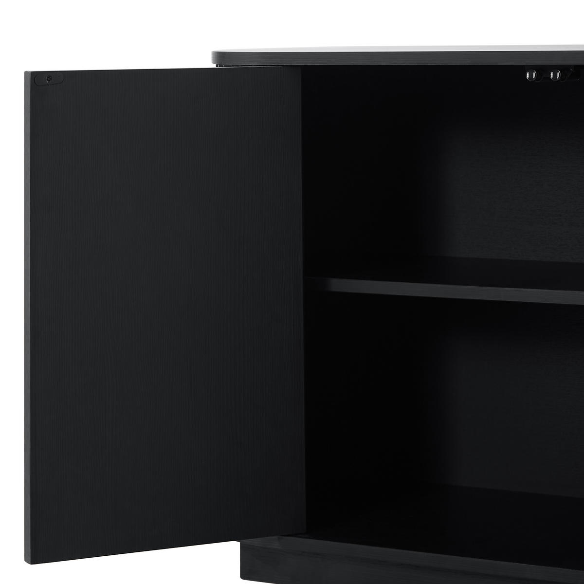 SIDEBOARD 162,5/38/61 cm in Schwarz mit 4 Türen & Wellenfront - Schwarz, Metall (162/61/38cm) - BEAOK