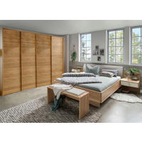 SCHLAFZIMMER Lenvara mit in Eiche 4-teilig mit Schwebetürenschrank mit Spiegel, Passepartout, zwei Nachttische und Komfortbett - Braun, Holzwerkstoff (80/200/120cm)