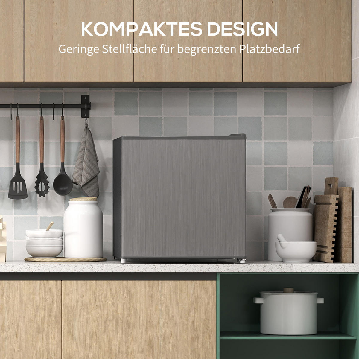 MINI-GEFRIERSCHRANK aus Stahl Kunststoff Grau - Grau, Kunststoff (44.2/48.8/47cm) - HOMCOM