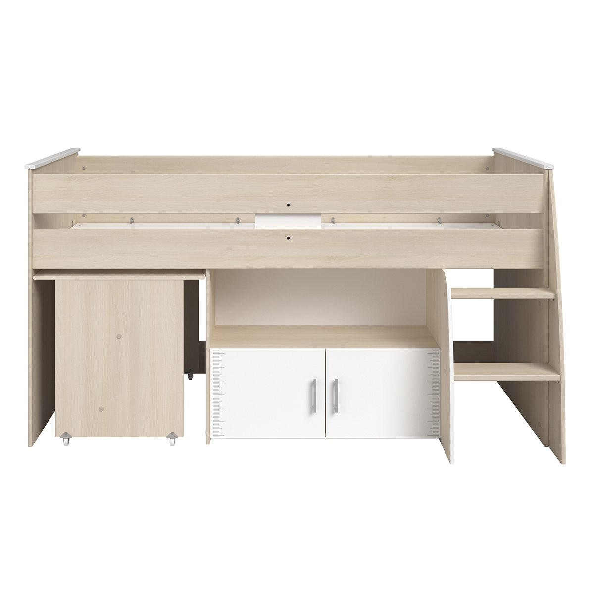 HOCHBETT mit Schreibtisch, Schlafplatz 90x200 cm - Charly - Apfelbaumfarben, Holzwerkstoff (90/200cm) - Calicosy