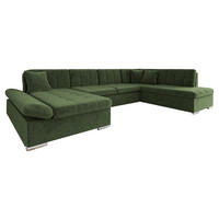 ECKSOFA Bergen, Seite: Links - Waldgrün/Silberfarben, Holz/Textil (345/76/205cm) - MIRJAN24