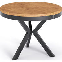 ESSTISCH Velma runder ausziehbarer, Lancelot Eiche 100-140/100/76 cm - Eichefarben/Schwarz, Holzwerkstoff/Metall (100/100/76cm) - WFL GROUP