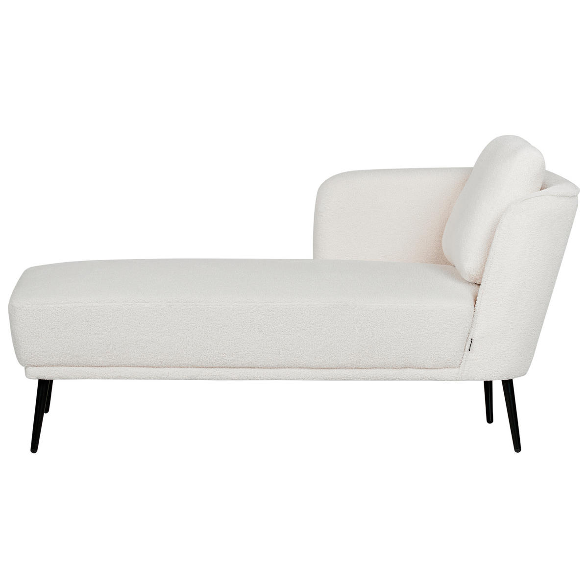 ČALOUNĚNÉ LEHÁTKO CHAISE LONGUE PRAVOSTRANNÉ Bouclé Krémově bílé Artheze - bílá/černá, textil (148/70/64cm) - Beliani