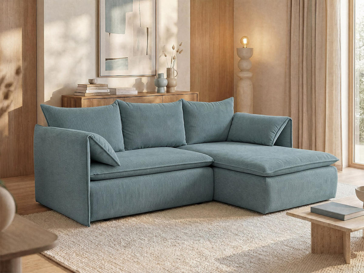 SCHLAFSOFA - 4 Personen - samt - blaugrün Teodora - Grün, Textil (230/91/166cm) - Vente-Unique