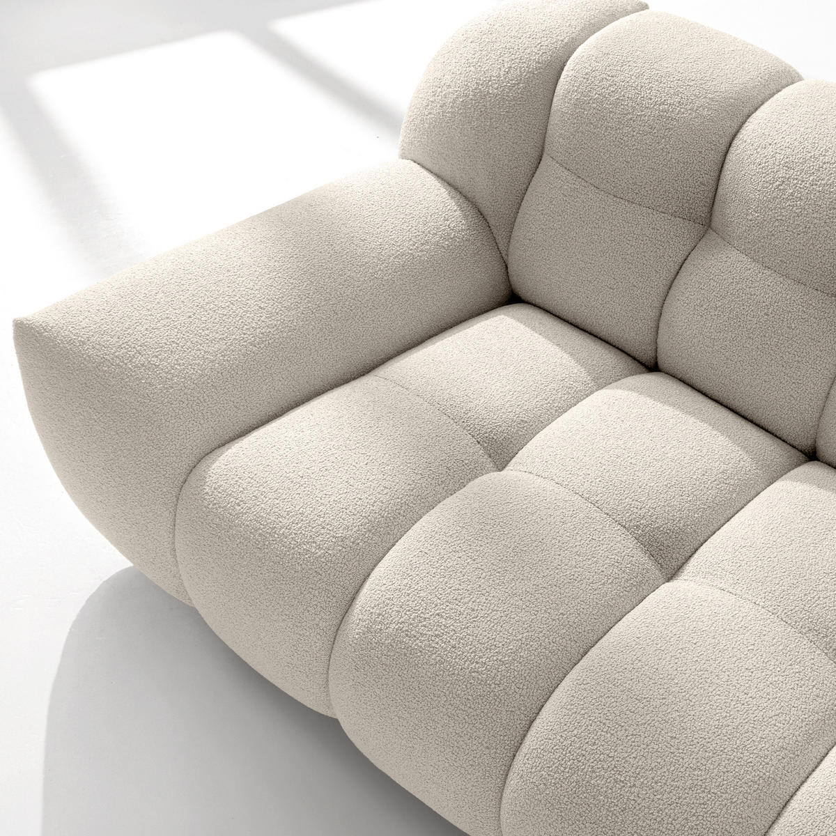 EINZELSOFA VENA Bouclé, Weiß - Weiß, Holz/Textil (254/72/105cm) - KONSIMO®