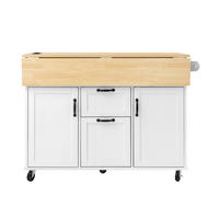 KÜCHENINSEL 120/40-80/92 cm aus MDF mit Klapptisch und Steckdosen Weiß/Natur - Weiß, Holzwerkstoff (120/92/80cm) - Modenvie
