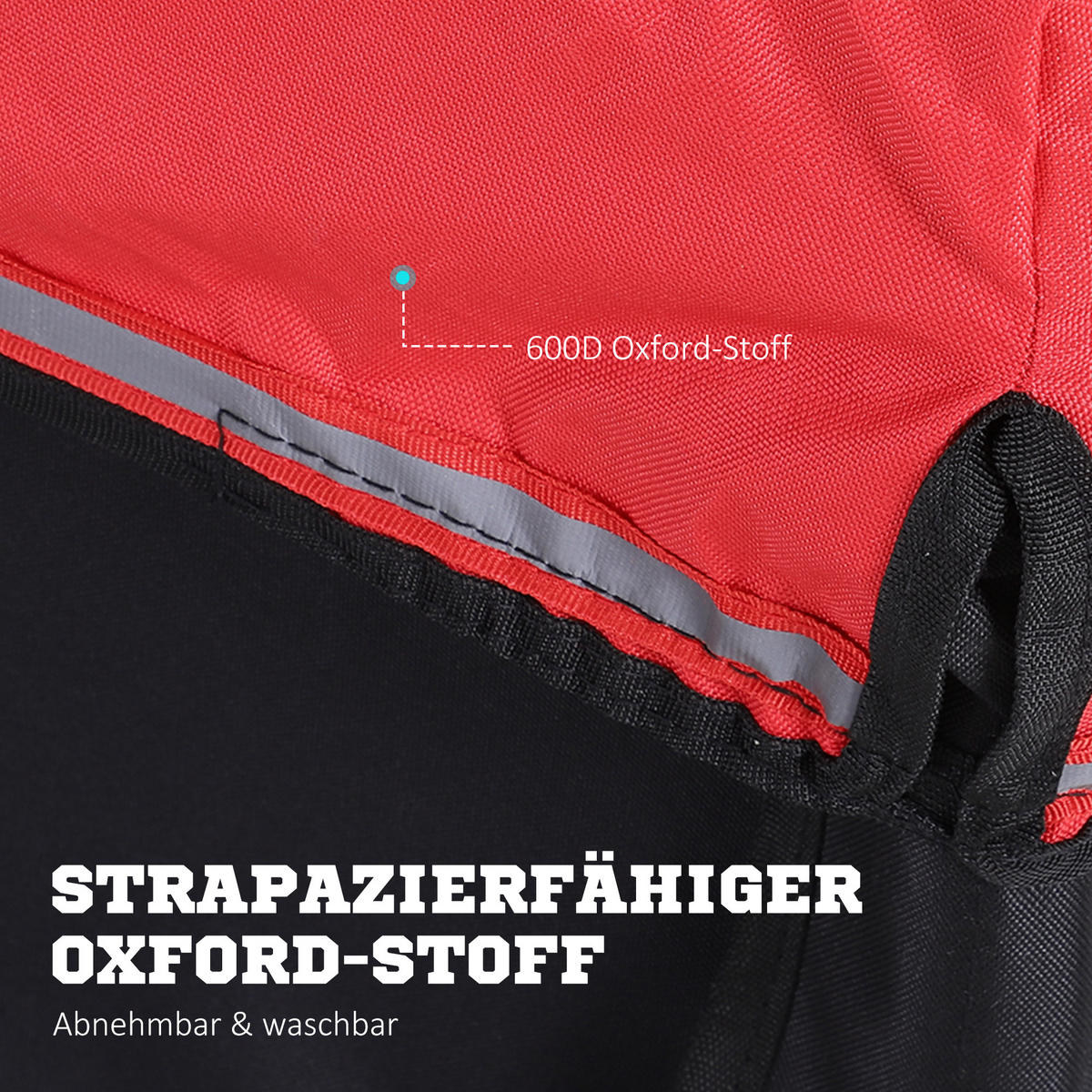 LASTENANHÄNGER, Stahlrohr, Rot/Schwarz, 140L x 88B x 60H cm - Schwarz, Metall (88/60/140cm) - HOMCOM