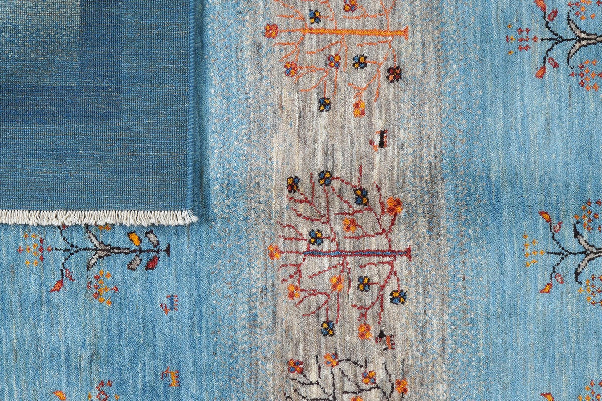 GABBEH-TEPPICH handgeknüpft Rizbaf Blau 207/156 cm Schurwolle - Blau, Textil (156/207cm) - Looma