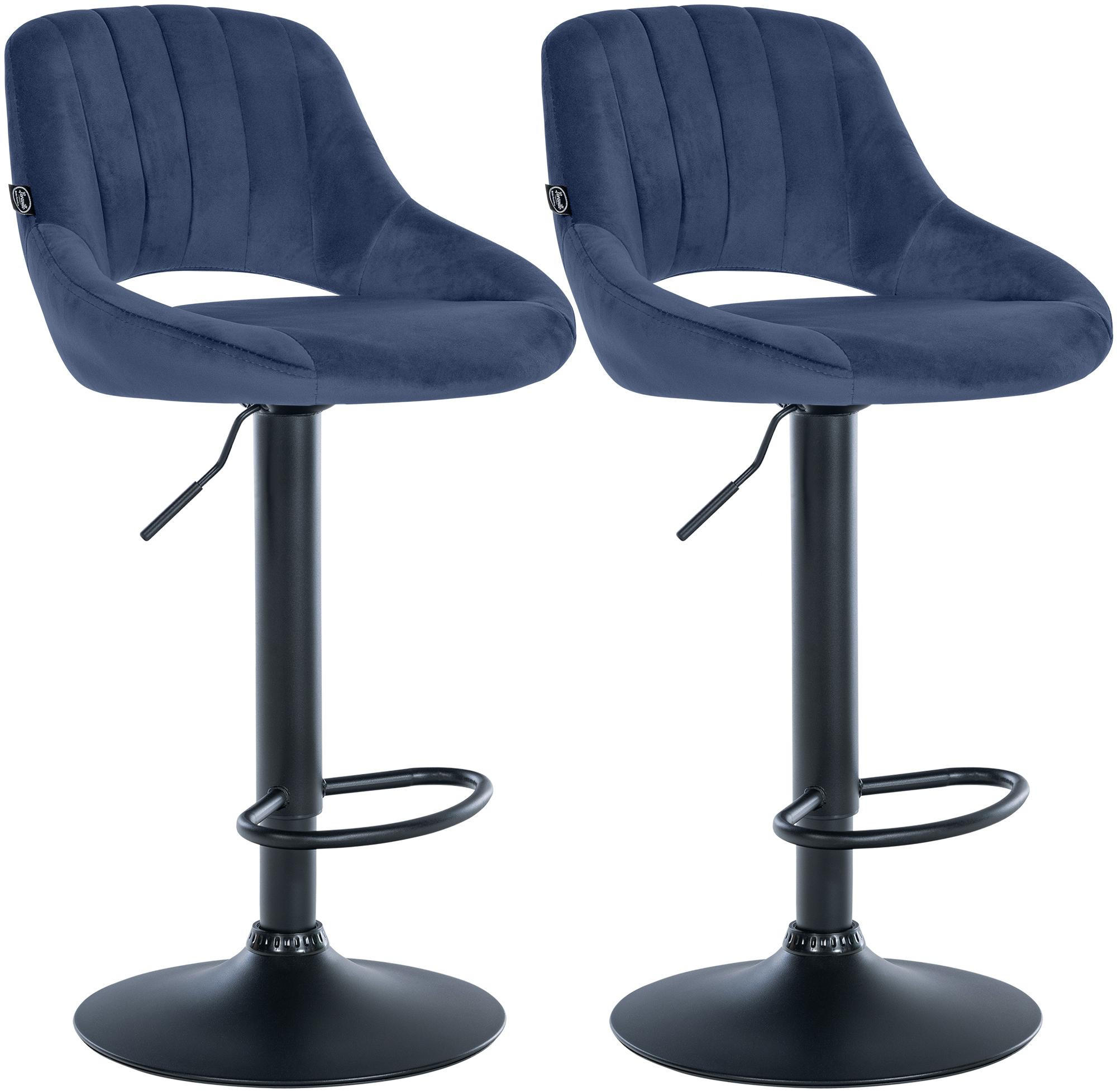 BARHOCKER 2er Set Samt blau - Blau/Schwarz, Textil (47/85/48cm) - CLP
