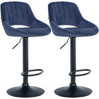 BARHOCKER 2er Set Samt blau - Blau/Schwarz, Textil (47/85/48cm) - CLP