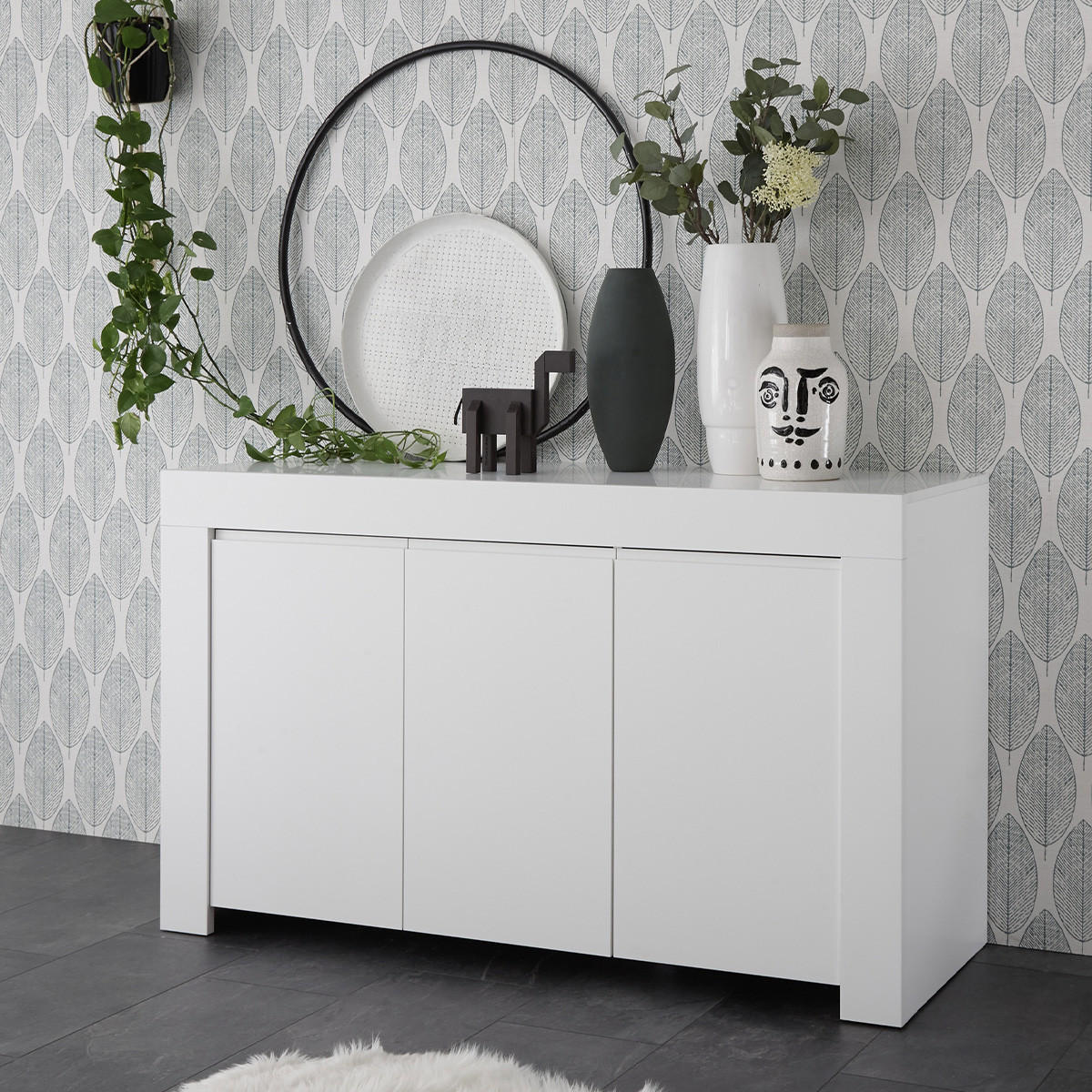 SIDEBOARD mit 3 Türen L138 cm - Firenze - Weiß, Holzwerkstoff (42/81/138cm) - Calicosy
