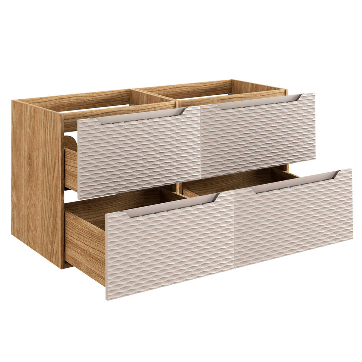 DOPPELWASCHTISCH 120cm Elora Beige und Holz - Braun, Holzwerkstoff (120/57/46cm) - Petits-meubles