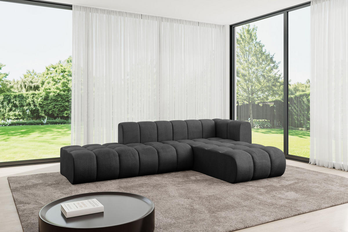 ECKSOFA modulares Sofa Zuvon-L1 - 296x177x70 cm Schwarz - Schwarz, Holzwerkstoff/Textil (296/177cm) - ALTDECOR