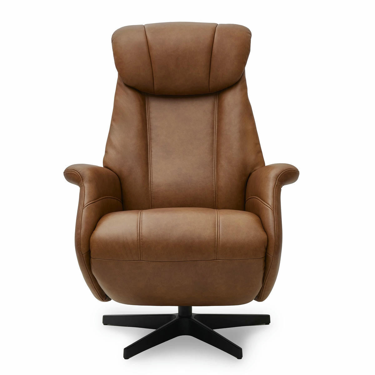 RELAXSESSEL Echtleder Cognac Braun - Schwarz/Braun, Leder/Metall (76/115/83cm) - Furnhouse