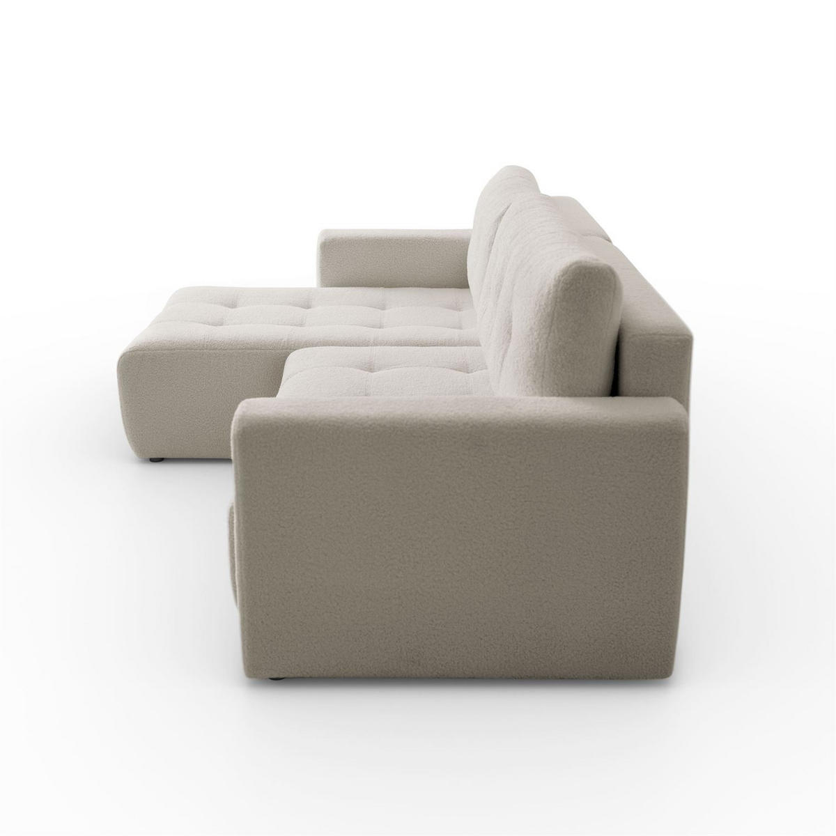ECKSOFA ASTON mit Schlaffunktion und Bettkasten - Ecru, Textil (261/143cm) - Lookway