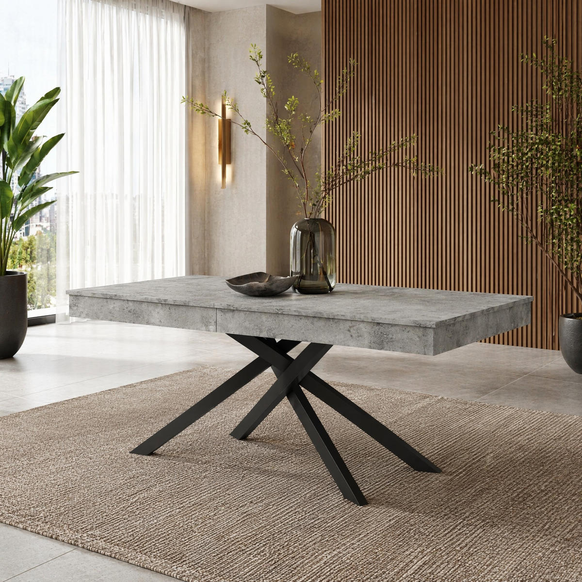 ESSTISCH in Grau ausziehbarer Küchentisch mit verdickter Tischplatte und Metallbeinen für Esszimmer ,B140-180/T80/H76cm - Schwarz/Grau, Holzwerkstoff/Metall (80/180/76cm) - STILVORA
