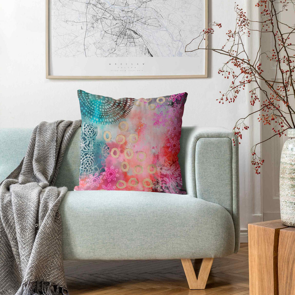 KISSENBEZUG Pink und türkises Batik Muster 40/40 cm - Pink, Textil (40/40cm) - Bilderwelten