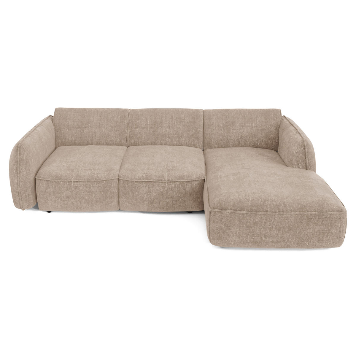 ECKSCHLAFSOFA Rastervelours 274cm - Beige, Textil (274/174cm) - Sia Home