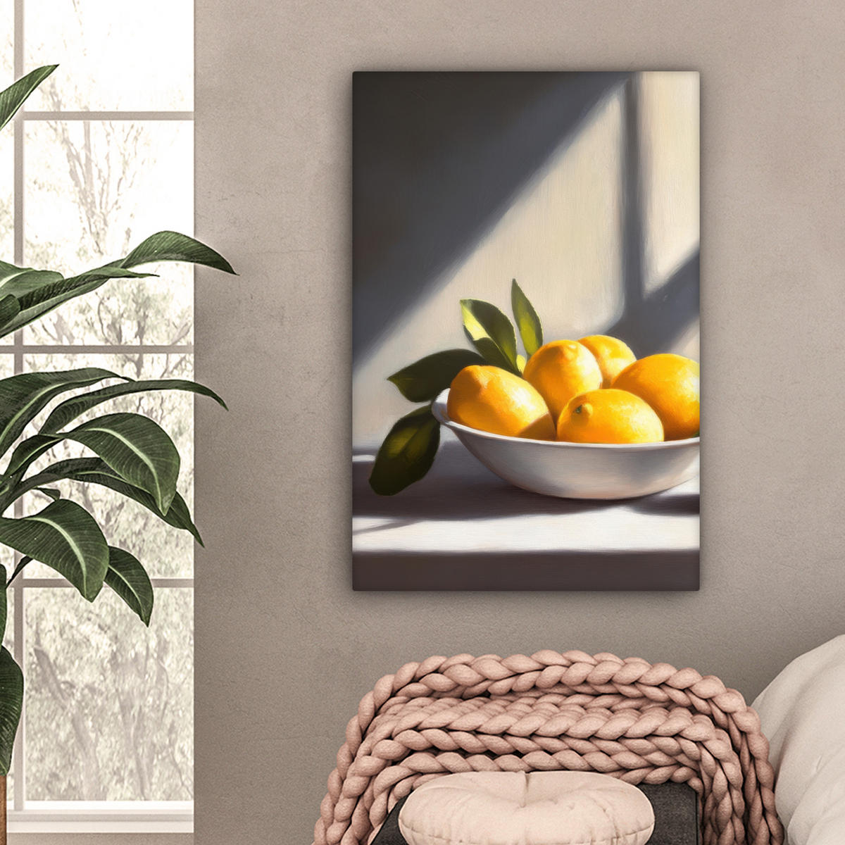 LEINWANDBILD Zitronen - Stilleben - Gelb Wanddeko Schlafzimmer 60x90 cm - Gelb, Textil (60/90cm) - MuchoWow