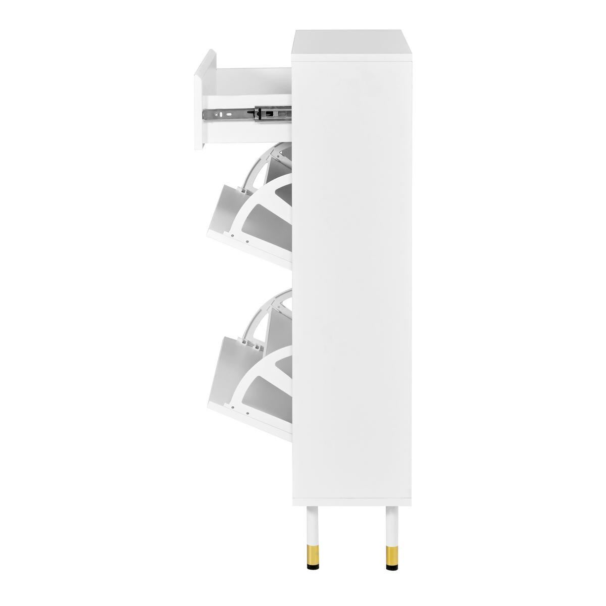 SCHUHSCHRANK Schmal Klappfächer Schublade Wellenfront MDF Modern - Weiß, Holzwerkstoff (65/104/24cm) - FLIEKS
