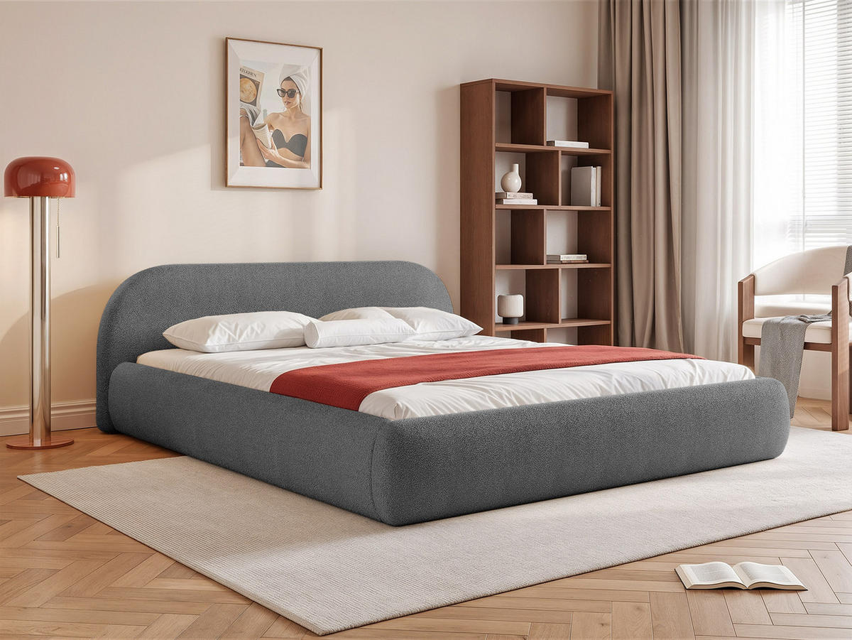 POLSTERBETT Dmar 200x200 cm, Graphit - Schwarz, Textil (200/200cm) - Fedve