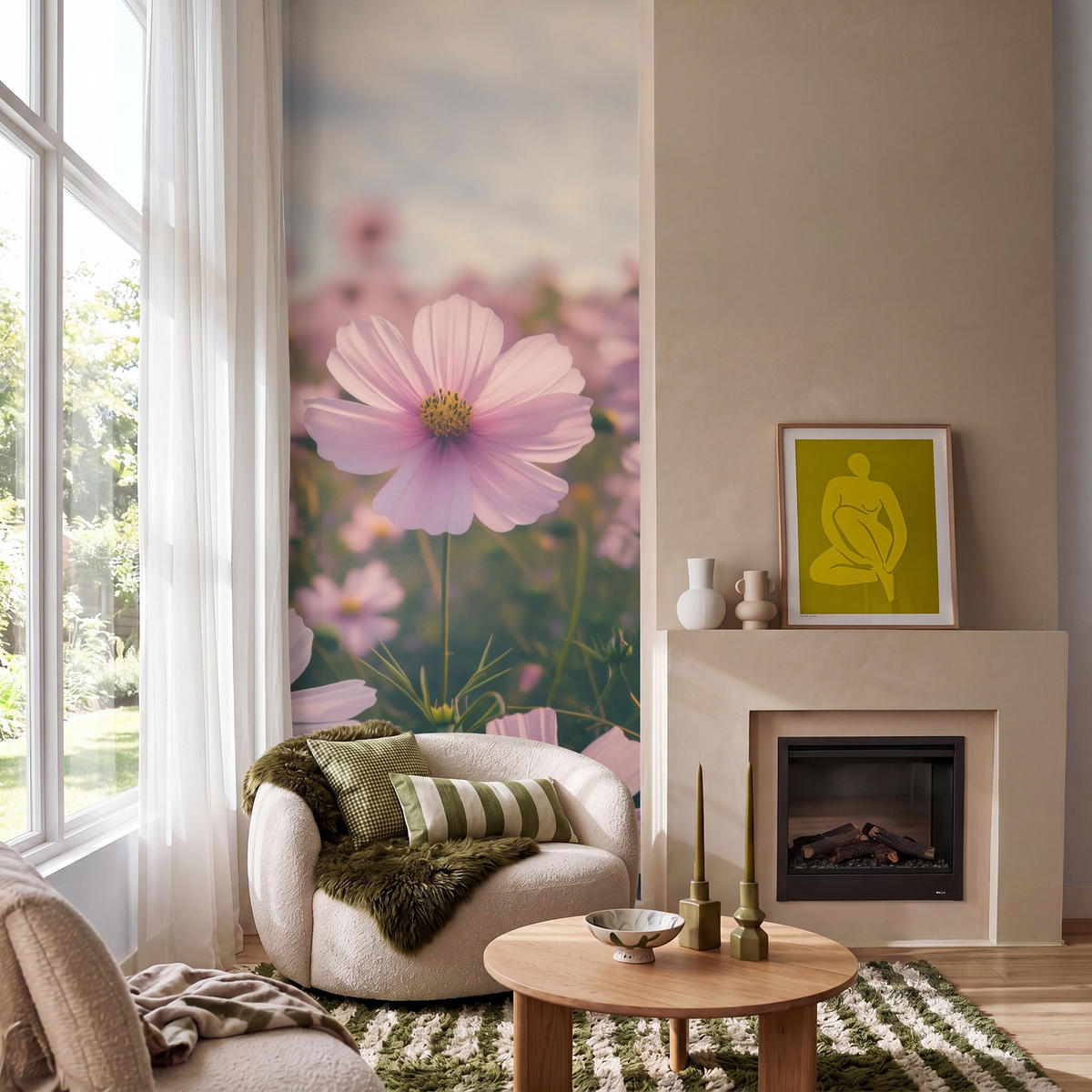 TAPETE - Blumen - Lila - Unscharf - 100x240 cm - Rosa, Papier (100/240cm) - OnlyWow