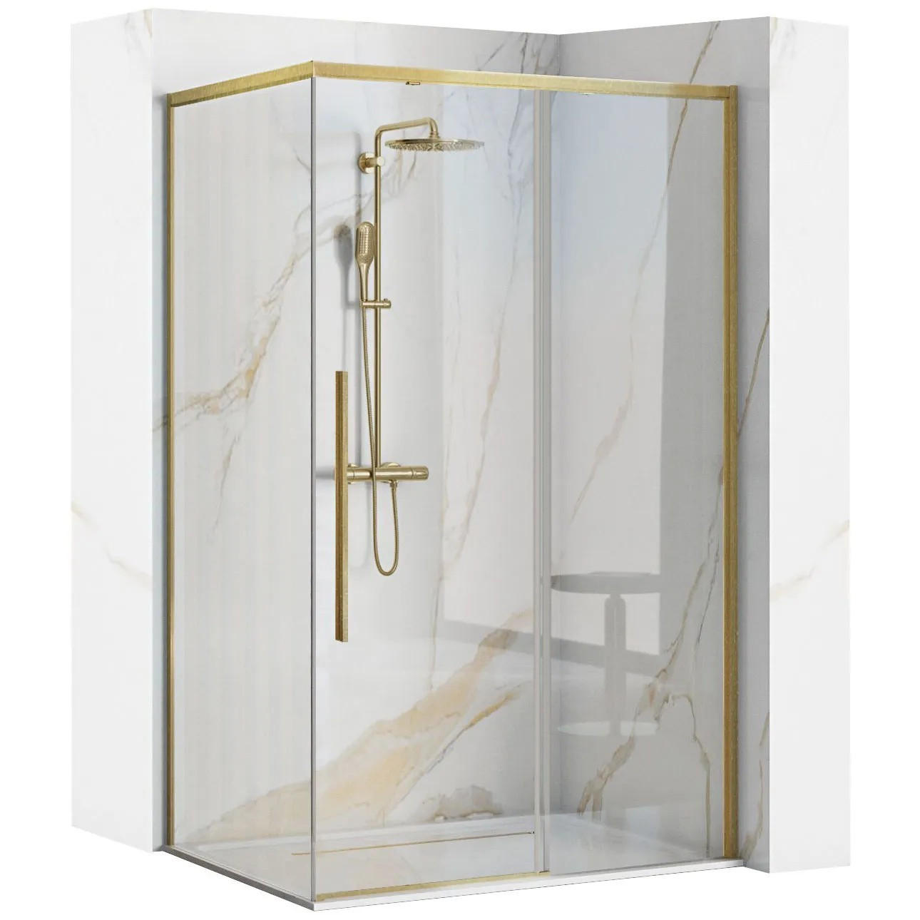 REA Duschkabine Gold 79x195x98.5 cm