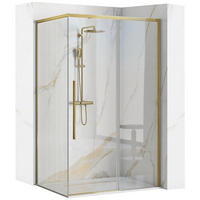 DUSCHKABINE Rea Solar Gold Brush 100x80 ohne Duschwanne - Goldfarben, Glas (98.5/79/195cm) - REA