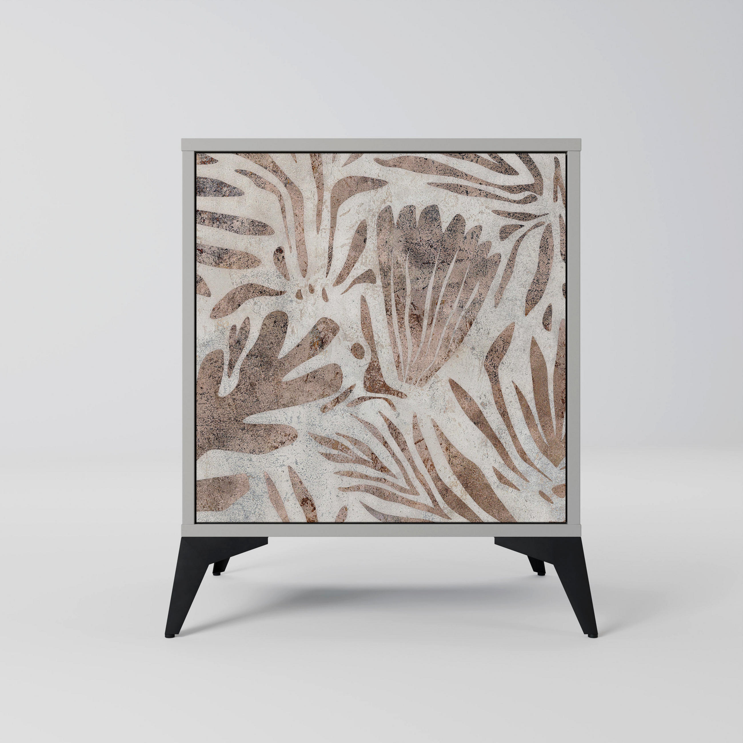SIDEBOARD PASSING TIME, Grau, 57,5x42x70,5 cm, Schwarze Metall-Sternfüße - Multicolor/Schwarz, Holzwerkstoff/Metall (57.5/70.5/42cm) - SpaceRebels