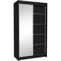 SCHWEBETÜRENSCHRANK Marika 120/216/61 schwarz mit Spiegel und Schubladen - Schwarz, Holzwerkstoff (120/216/61cm) - Beautysofa