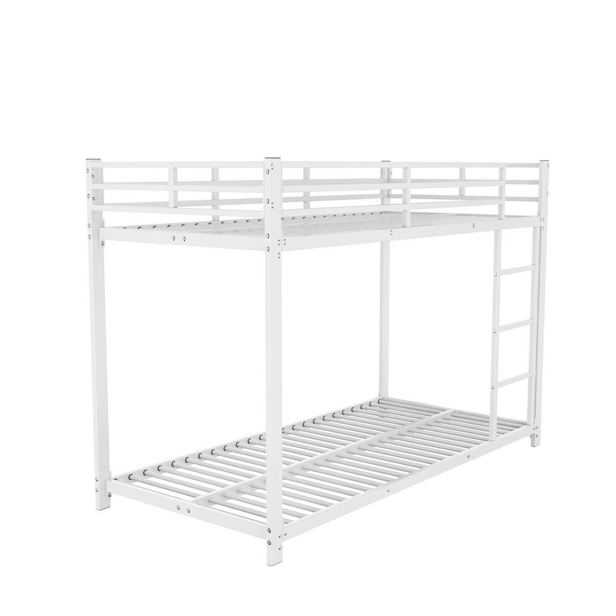 ETAGENBETT 90/200 cm Metall Weiß mit Sicherheitsleisten - Weiß, Metall (90/200cm) - OKWISH