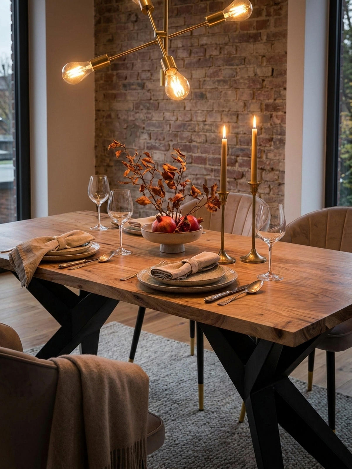 ESSTISCH Massivholz Metall Rechteckig Loft-Stil, Akazie 160x80x76 cm - Schwarz/Akaziefarben, Holz/Metall (80/160/76cm) - KADIMA DESIGN