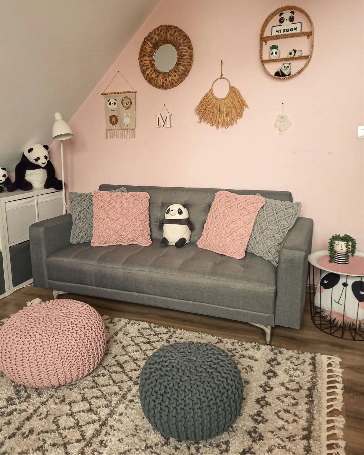 POUF Conrad 40/40/25 cm - Grau, Naturmaterialen/Textil (40/25/40cm) - Beliani