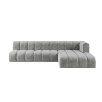 ECKSOFA Modulares In L-Form, Velvet-Stoff Riviera, Grau, Rechts, GRAND 295 cm - Grau, Holz (295/179cm) - Kaiser Möbel