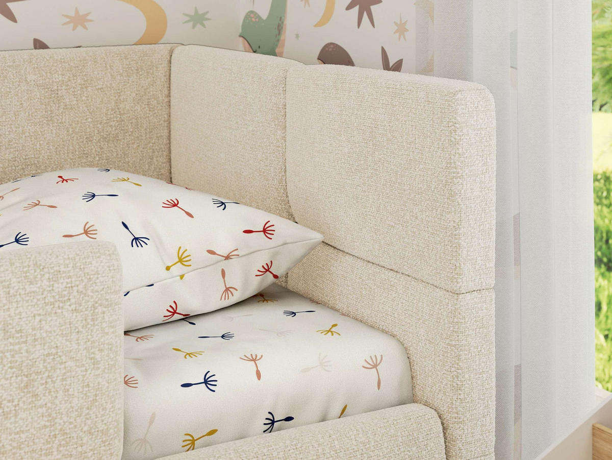 DĚTSKÁ POSTEL ARVO ALTA 90/200 - Béžová Strukturovaná látka - Pravá - béžová, textil (90/200cm) - MKS