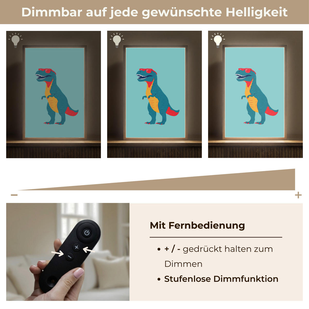 DOBÍJECÍ NOČNÍ LAMPIČKA Dinosaurus - Modrá - Sluneční brýle 40x60 cm - světle modrá, kompozitní dřevo (8/40/60cm) - OnlyWow