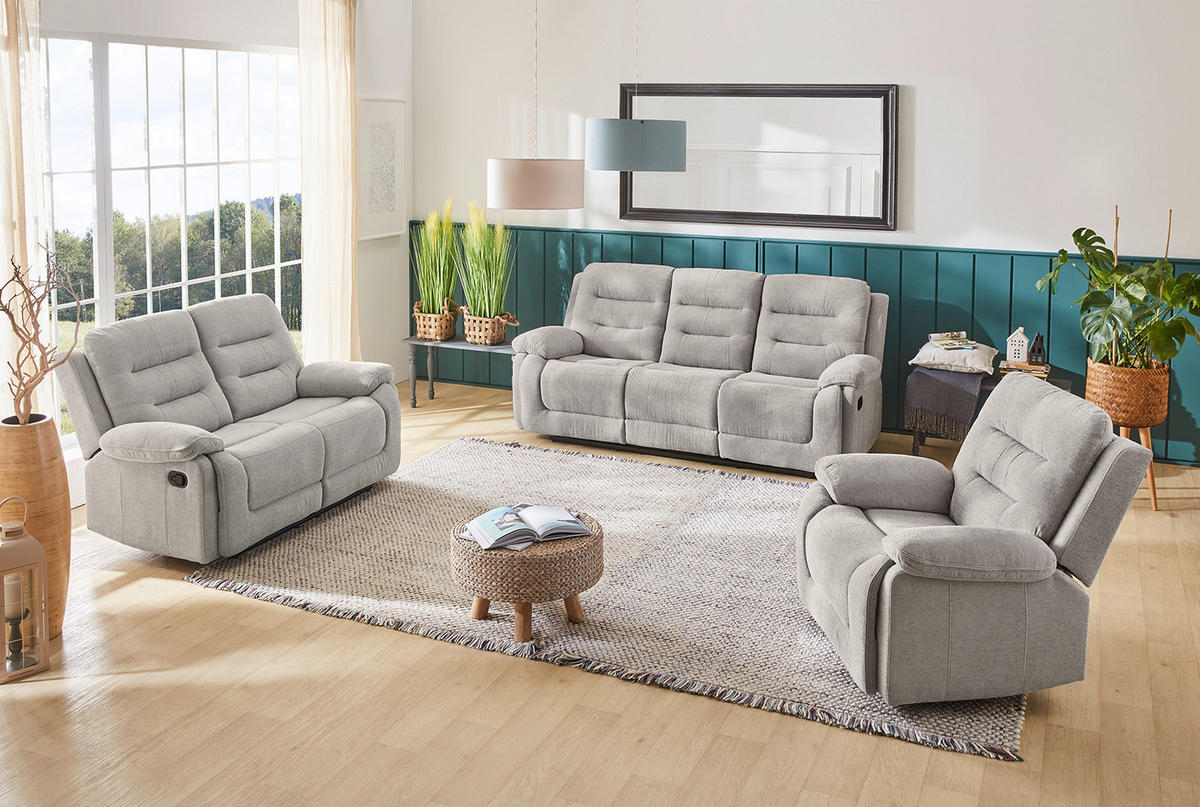 2-SITZER-RELAXSOFA Federkern, Liegefunktion verstellbar durch halbautomatische Relaxfunktion B162/T98/H103 cm, Chenille Grau / 15502 - Schwarz/Grau, Textil (162/103/98cm) - luma-home