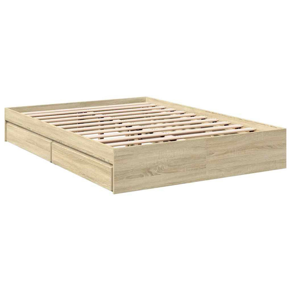 BETTGESTELL Mit Schubladen Sonoma-Eiche 120/200Cm Holzwerkstoff - Braun, Holzwerkstoff (120/200cm) - vidaXL