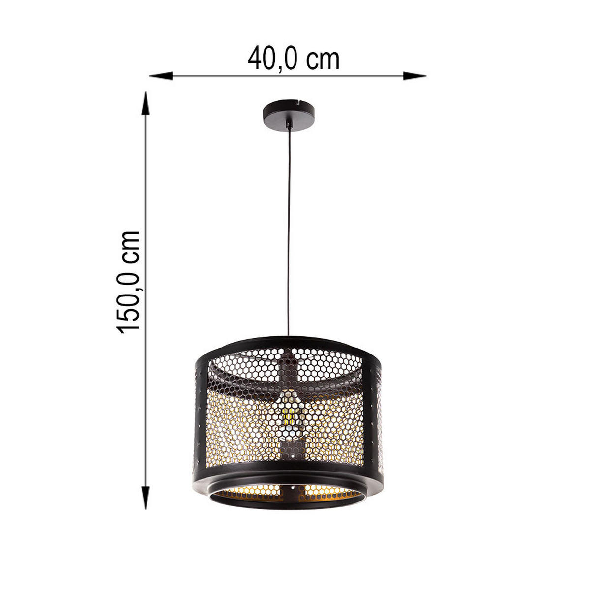 LED HÄNGELEUCHTE VITO Schwarz Metall - Schwarz, Metall (40/40/150cm) - Nowa