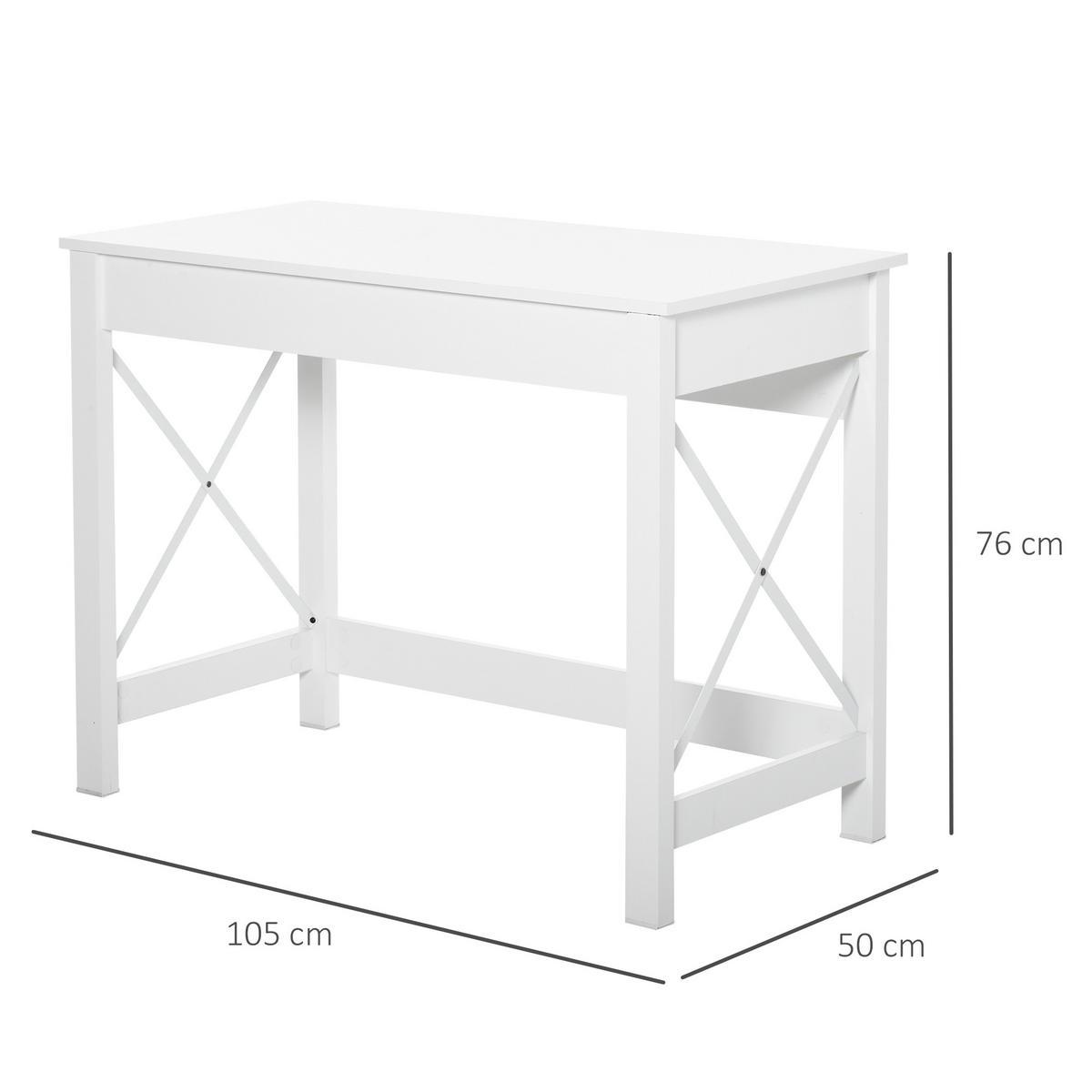 COMPUTERTISCH Weiß mit X-förmigen Metallstreben 105/50/76 cm - Weiß, Holzwerkstoff (50/105/76cm) - PANGIVO