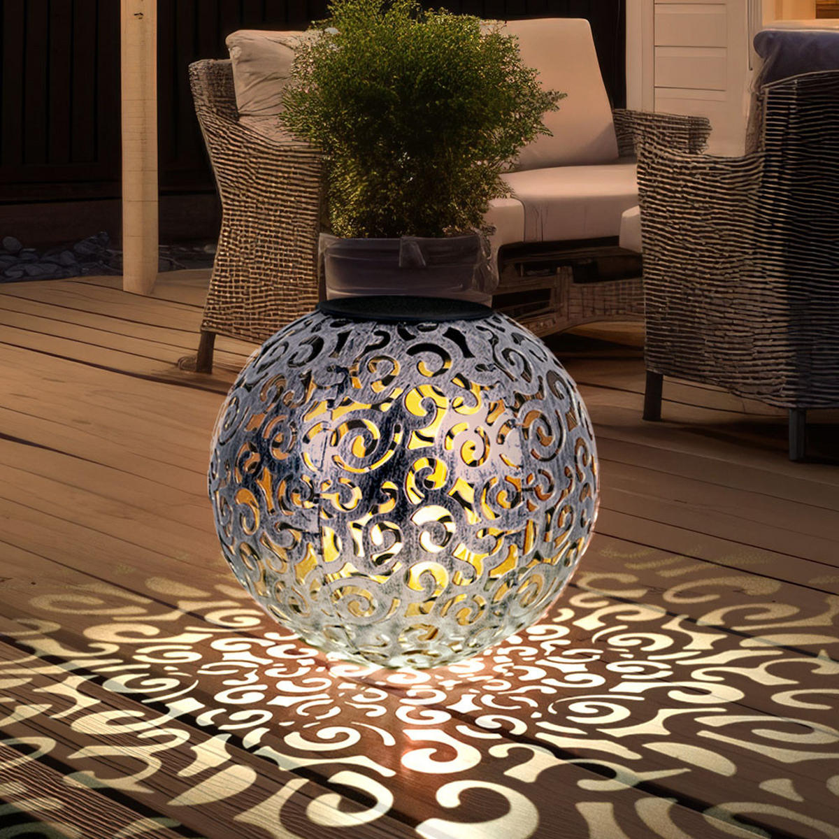 LED AUSSENLEUCHTE Kugel Schwarz - Schwarz, Metall (28.5/28.5/40cm) - Globo Lighting