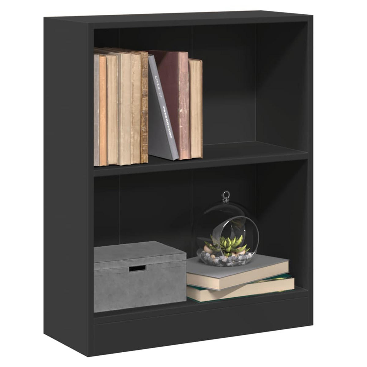 BÜCHERREGAL mit 2 Fächern 60/24/76 cm aus Holzwerkstoff Schwarz - Schwarz, Holz (60/76/24cm) - vidaXL