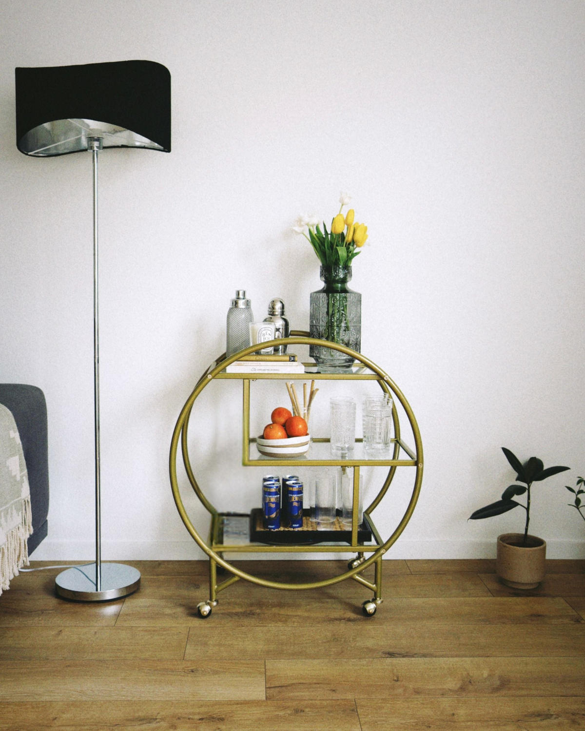 CĂRUCIOR DE SERVIT auriu Colton - auriu/transparent, metal (38/79/70cm) - Beliani