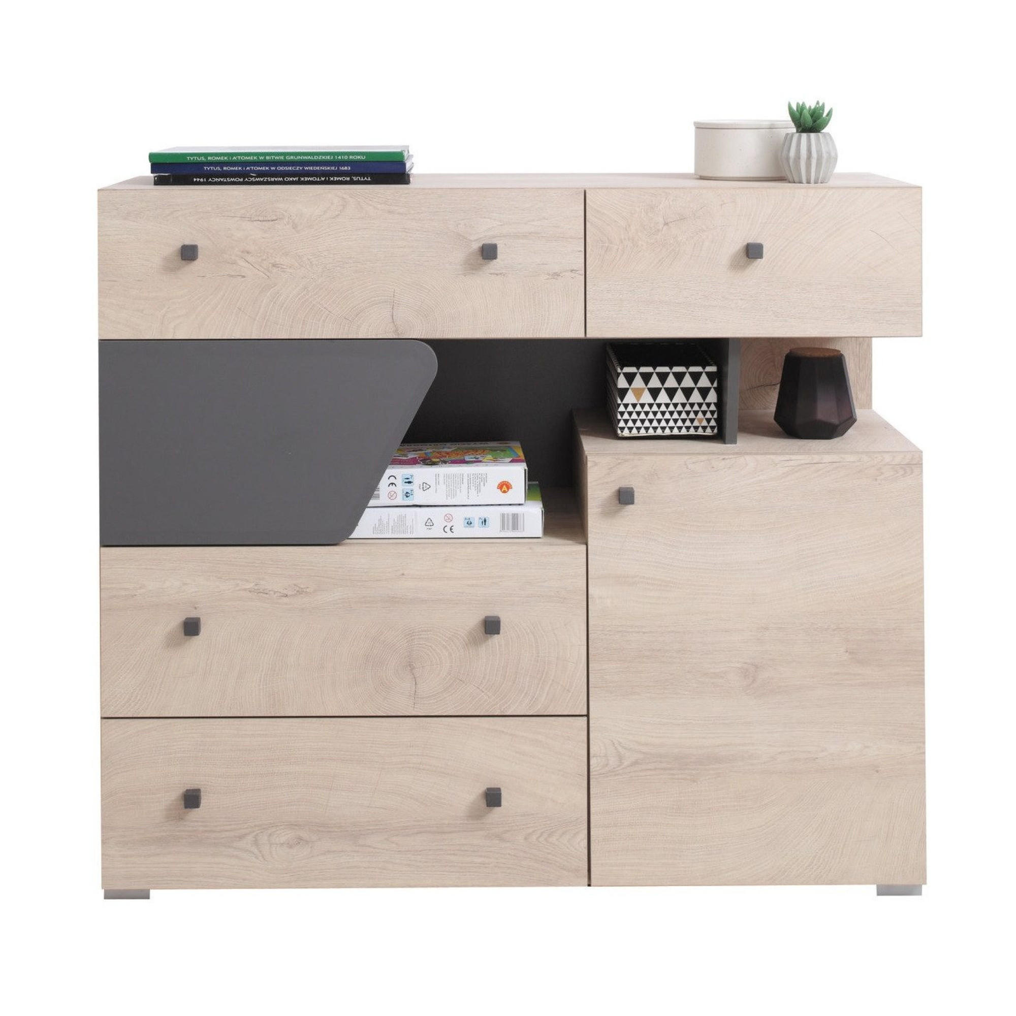 KINDERKOMMODE DARLA D11 110/40/95 Eiche/Anthrazit - Anthrazit/Sonoma Eiche, Holzwerkstoff (110/95/40cm) - Deine Möbel 24