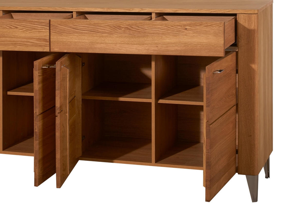 SIDEBOARD Latina Honig Eiche 180 / 42 / 91cm - Honigeiche/Braun, Holz/Metall (180/91/42cm) - Feldmann-Wohnen