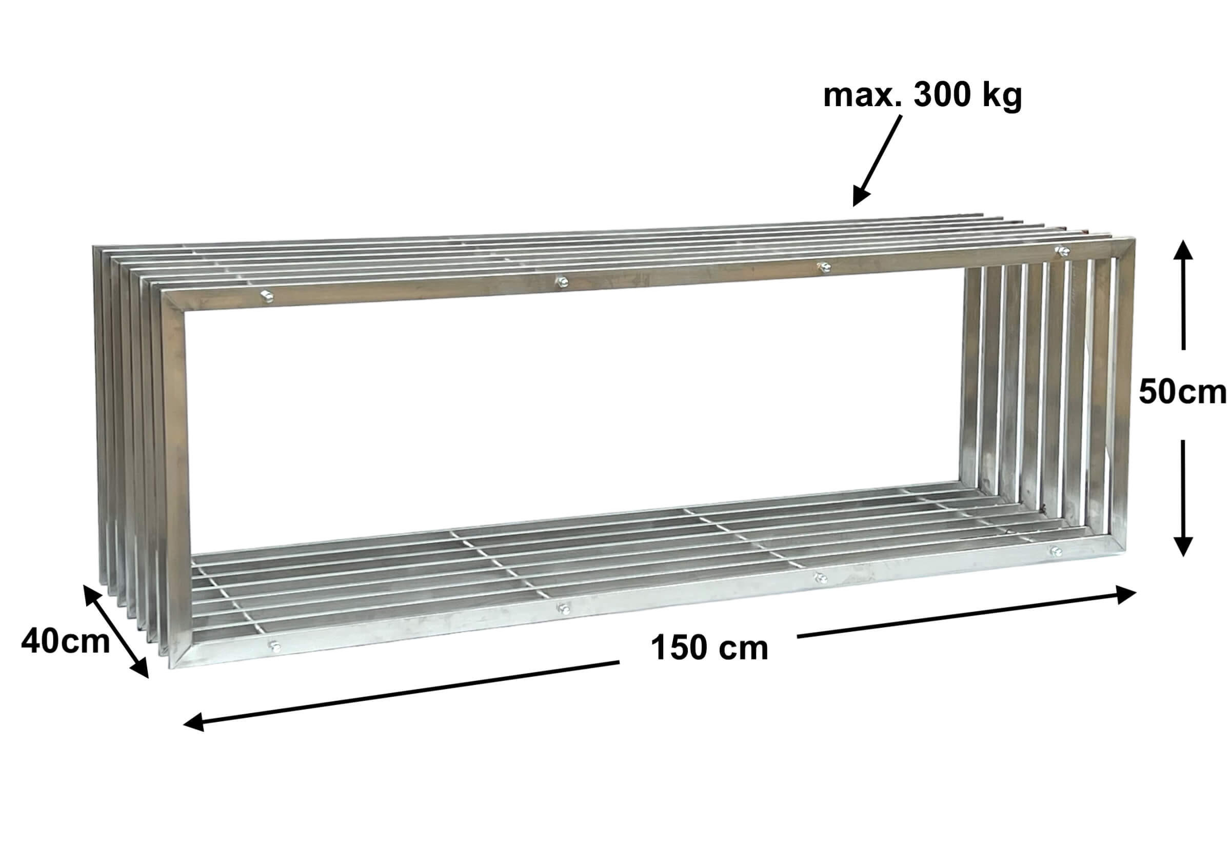 GARTENBANK Edelstahl Metall Wetterfest Massiv 150 cm 96429 - Silberfarben, Metall (50/150/40cm) - DanDiBo
