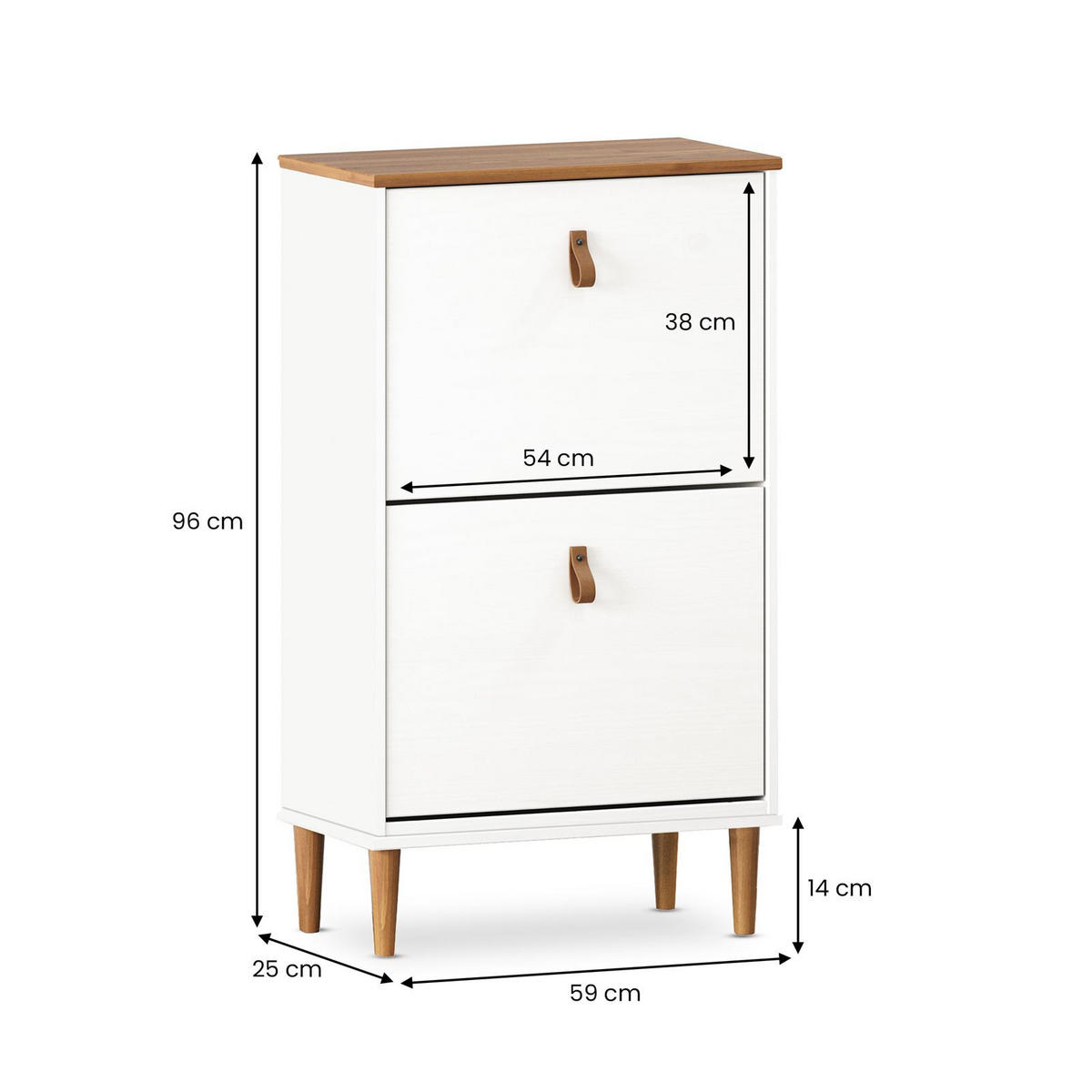 SCHUHKIPPER MIKKA - Eichefarben/Weiß, Holz (59/96/25cm) - IDIMEX